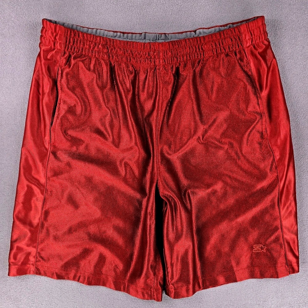 Starter Dazzle Shorts Red XL Basketball Silky Shiny‎ Shimmer Drizzle